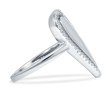 Heart 20.4mm Halo Cubic Zirconia Promise Ring 925 Sterling Silver Wholesale